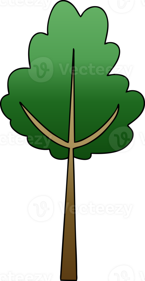 gradient shaded quirky cartoon tree png