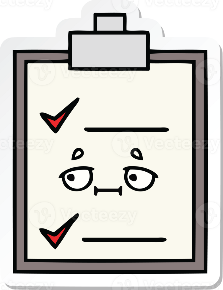 sticker of a cute cartoon check list png