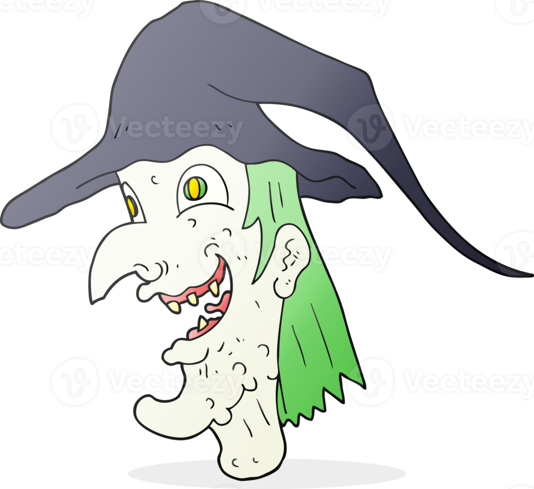 hand drawn cartoon cackling witch png