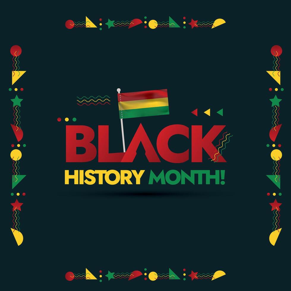 Black History Month with different elements. Black lives matter and black history month posts for social media. Black History Month Vector Stock Illustration. Awareness post for human rights in USA,UK