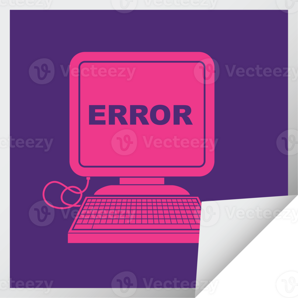 computer error   illustration square peeling sticker png