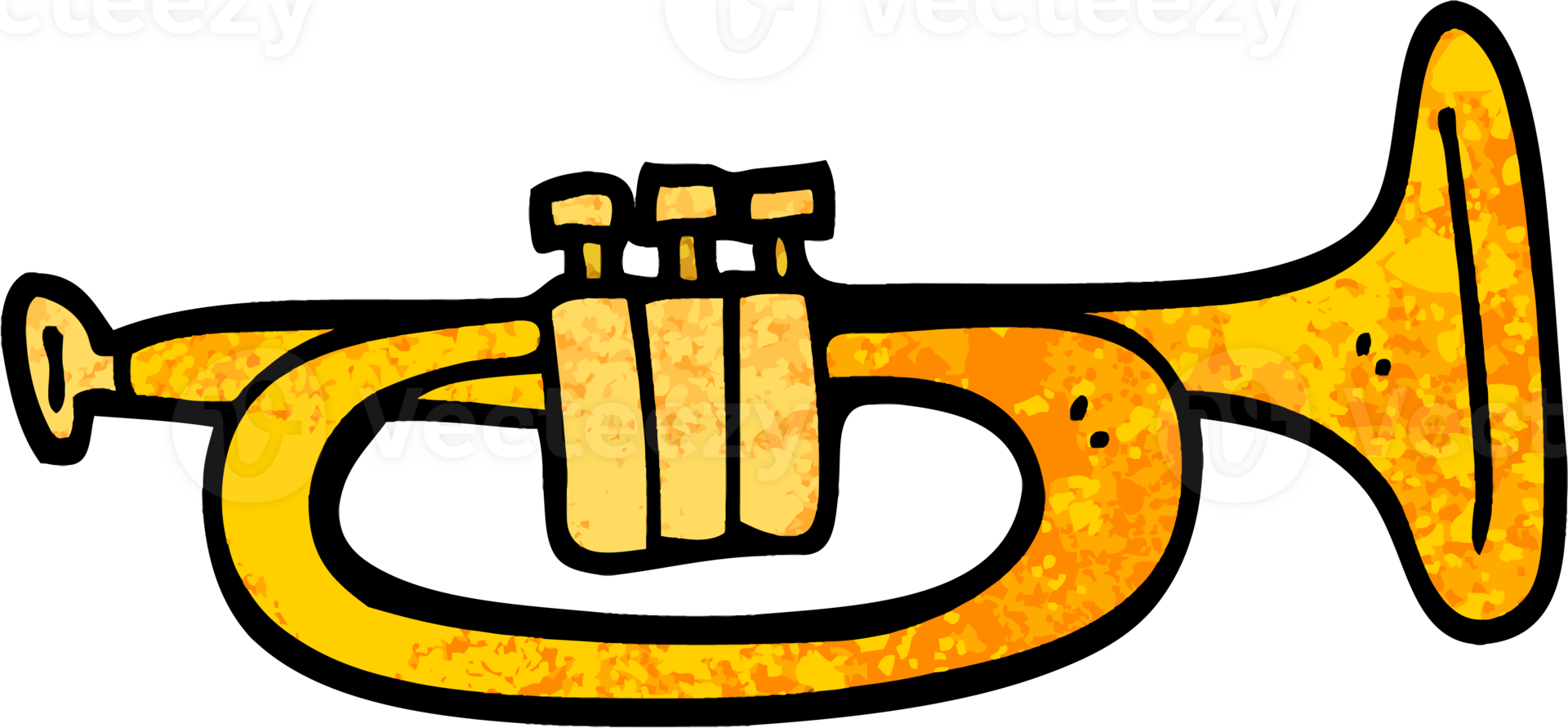 grunge textured illustration cartoon trumpet png