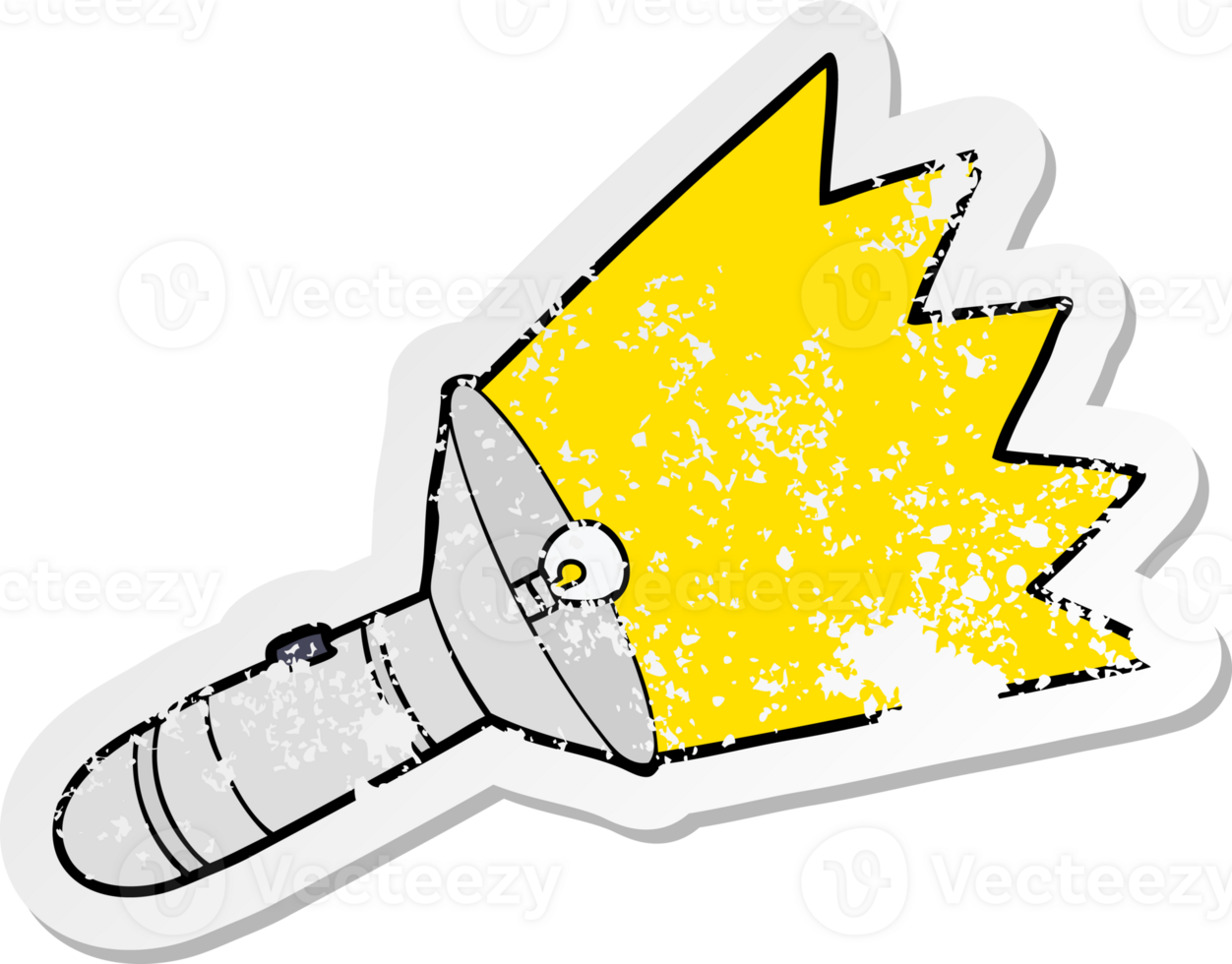 distressed sticker of a old cartoon torch png