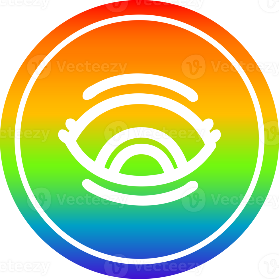 staring eye circular icon with rainbow gradient finish png
