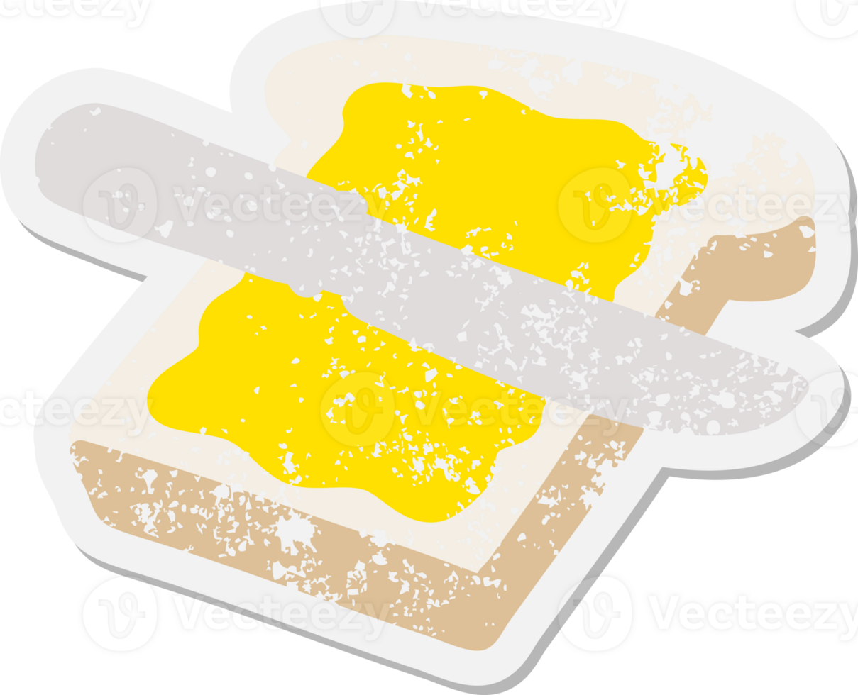buttered slice of toast grunge sticker png