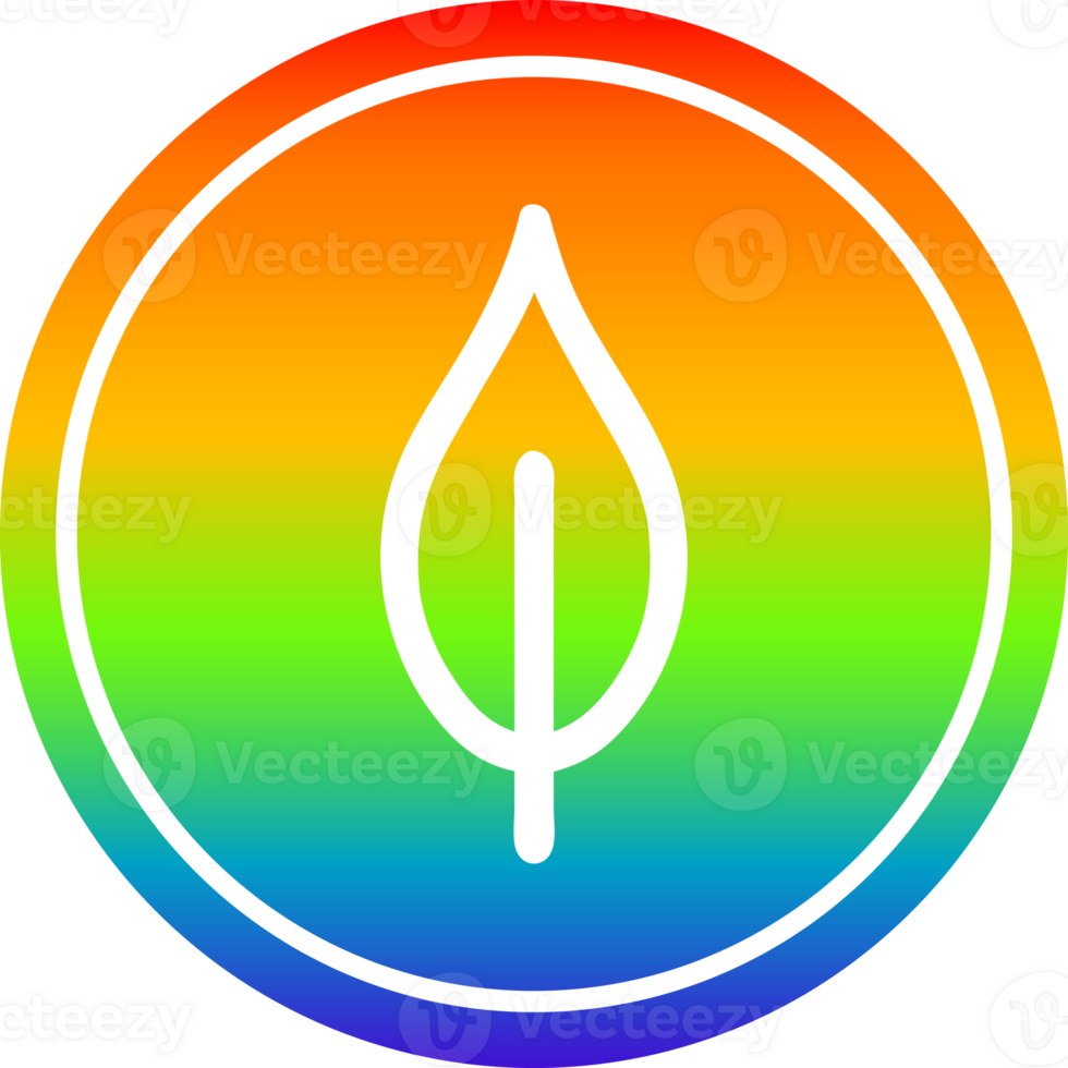 natural leaf circular icon with rainbow gradient finish png