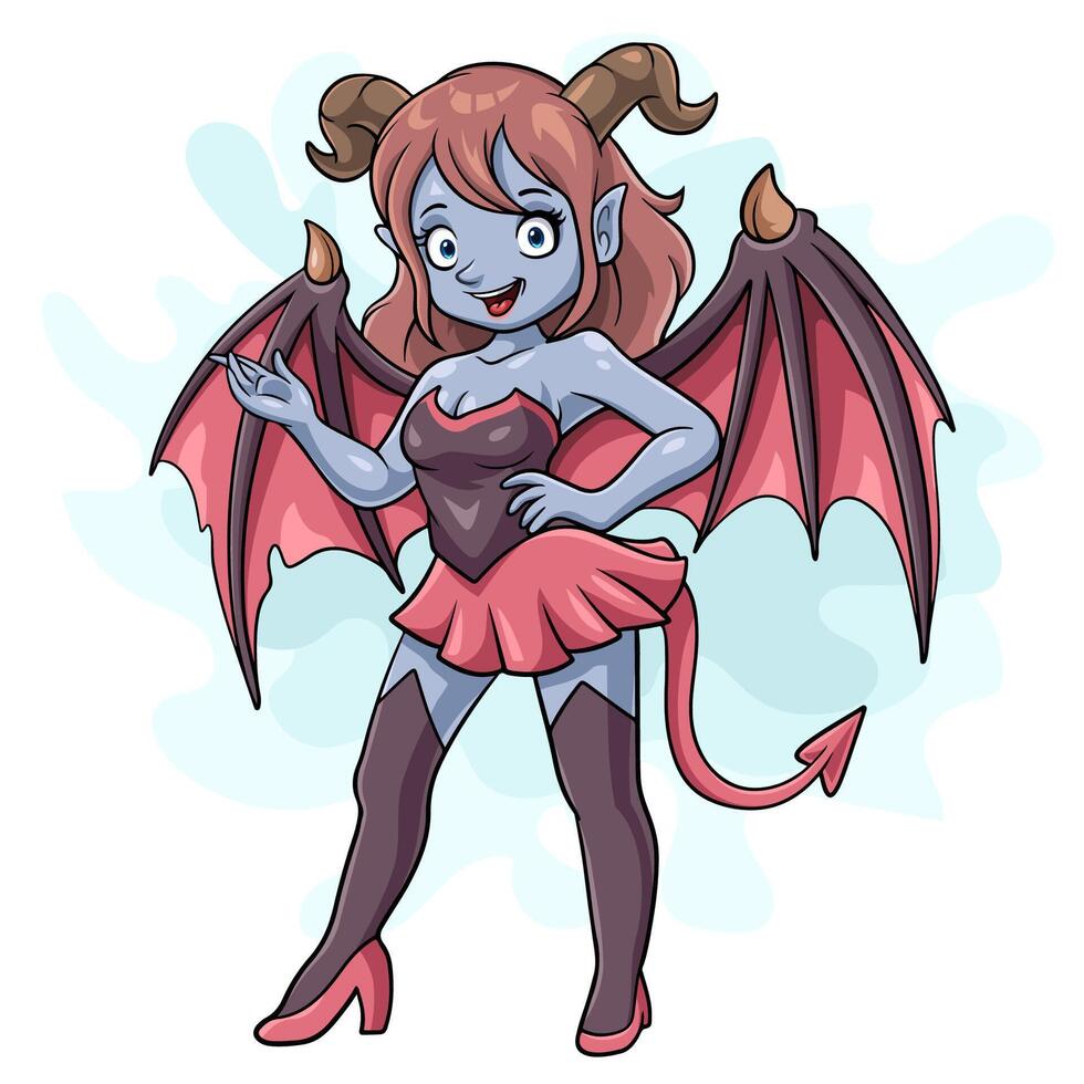 Cartoon Succubus on white background vector