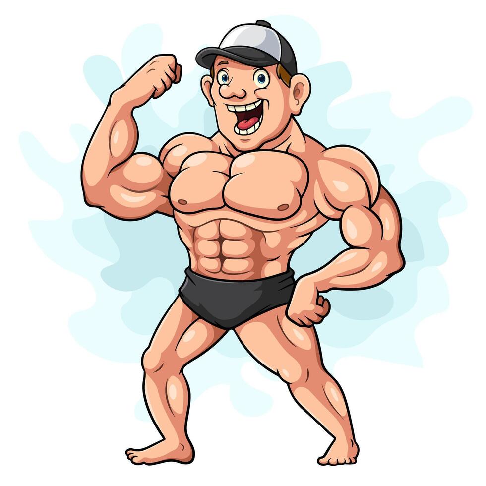 Cartoon Bodybuilder isolated on white background vector