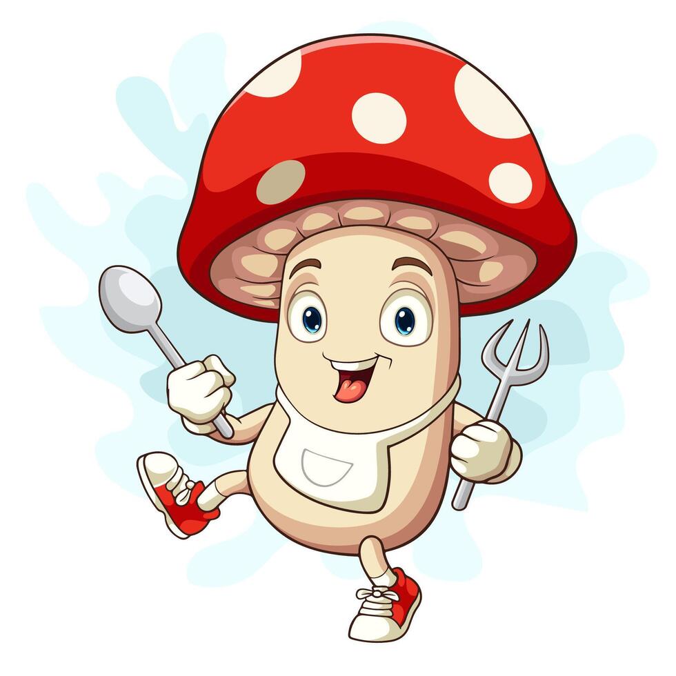 Cartoon mushroom chef isolated on white background vector