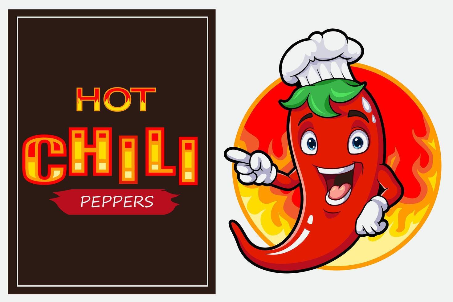 cartoon chili chef pointing at the board vector