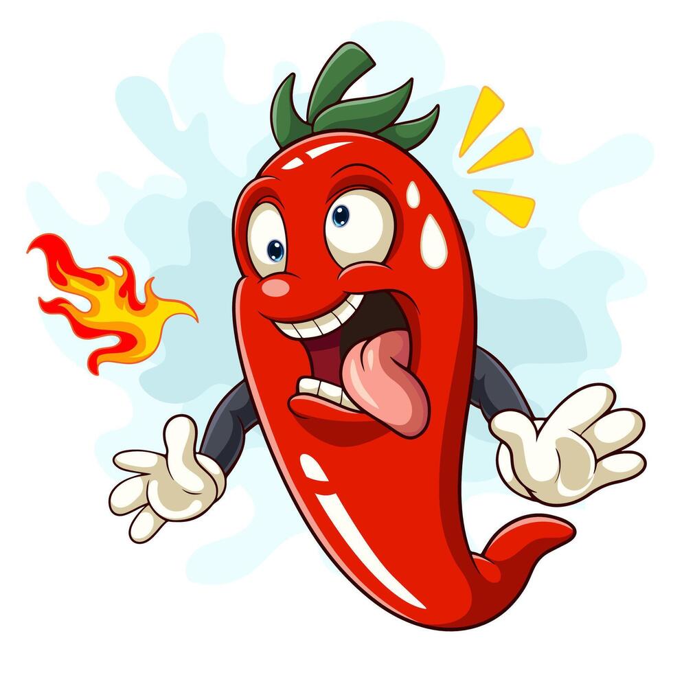 dibujos animados chile pimienta con lengua fuera vector
