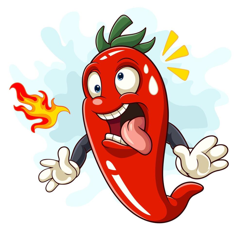 Cartoon chili pepper with tongue out vector