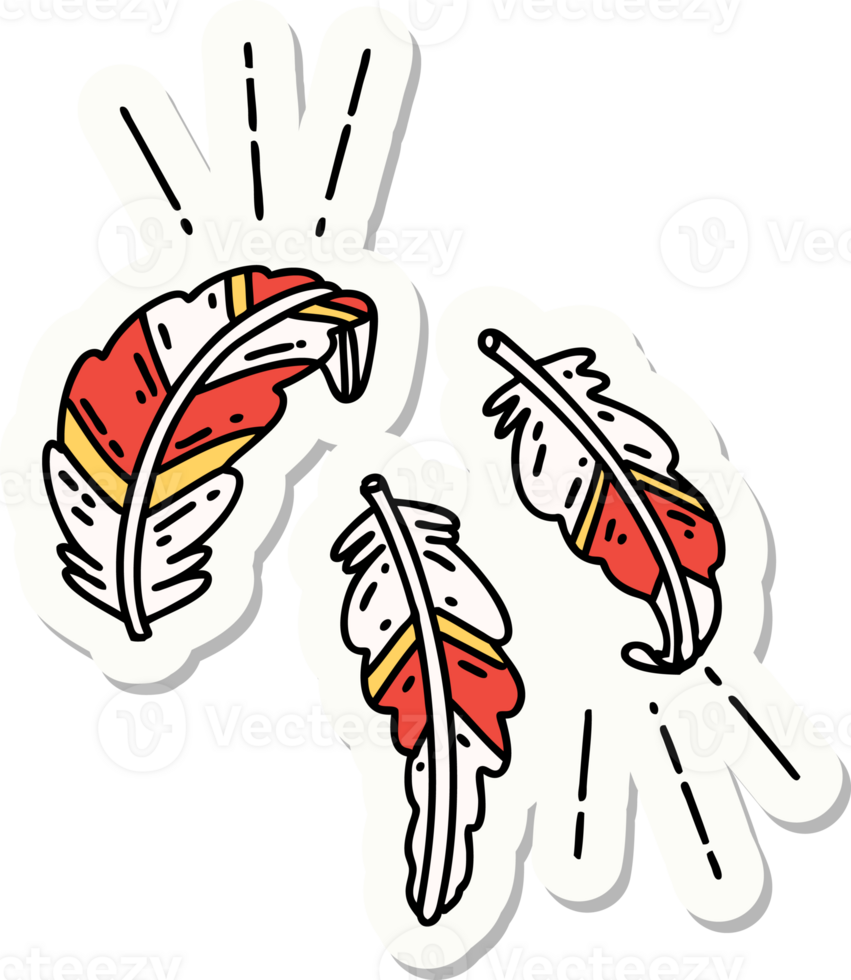 sticker of a tattoo style feathers floating png