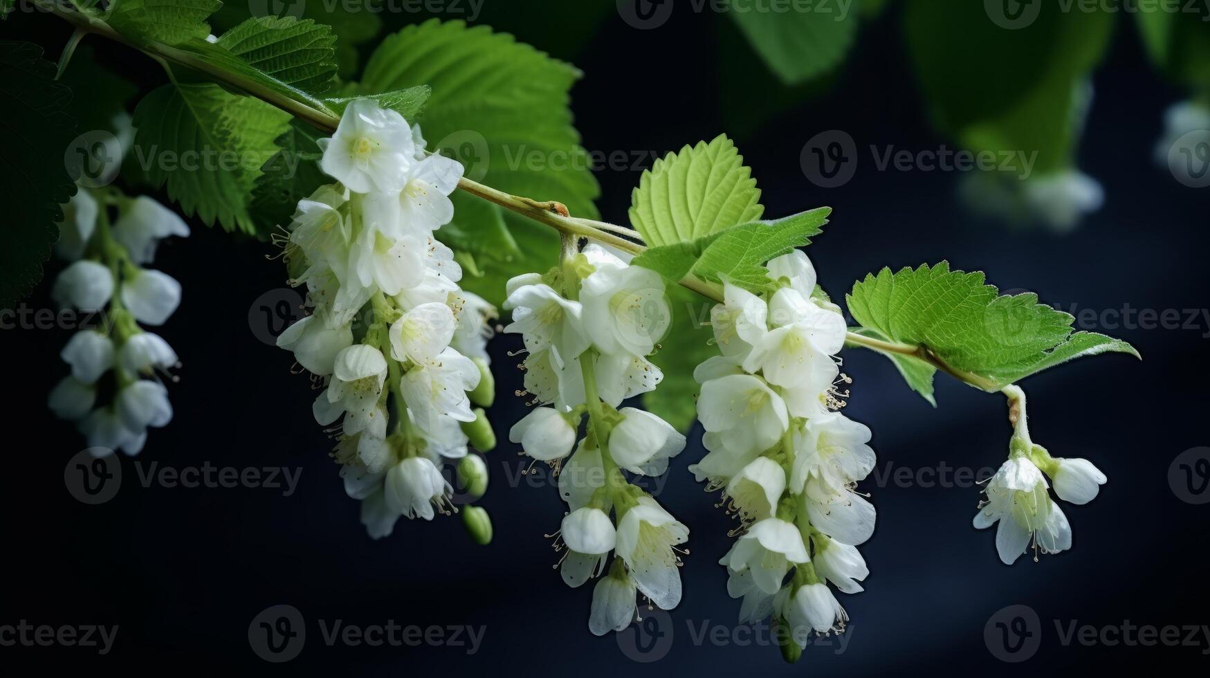 AI generated Spring Blossoms, Delicate White Flowers on Branch photo