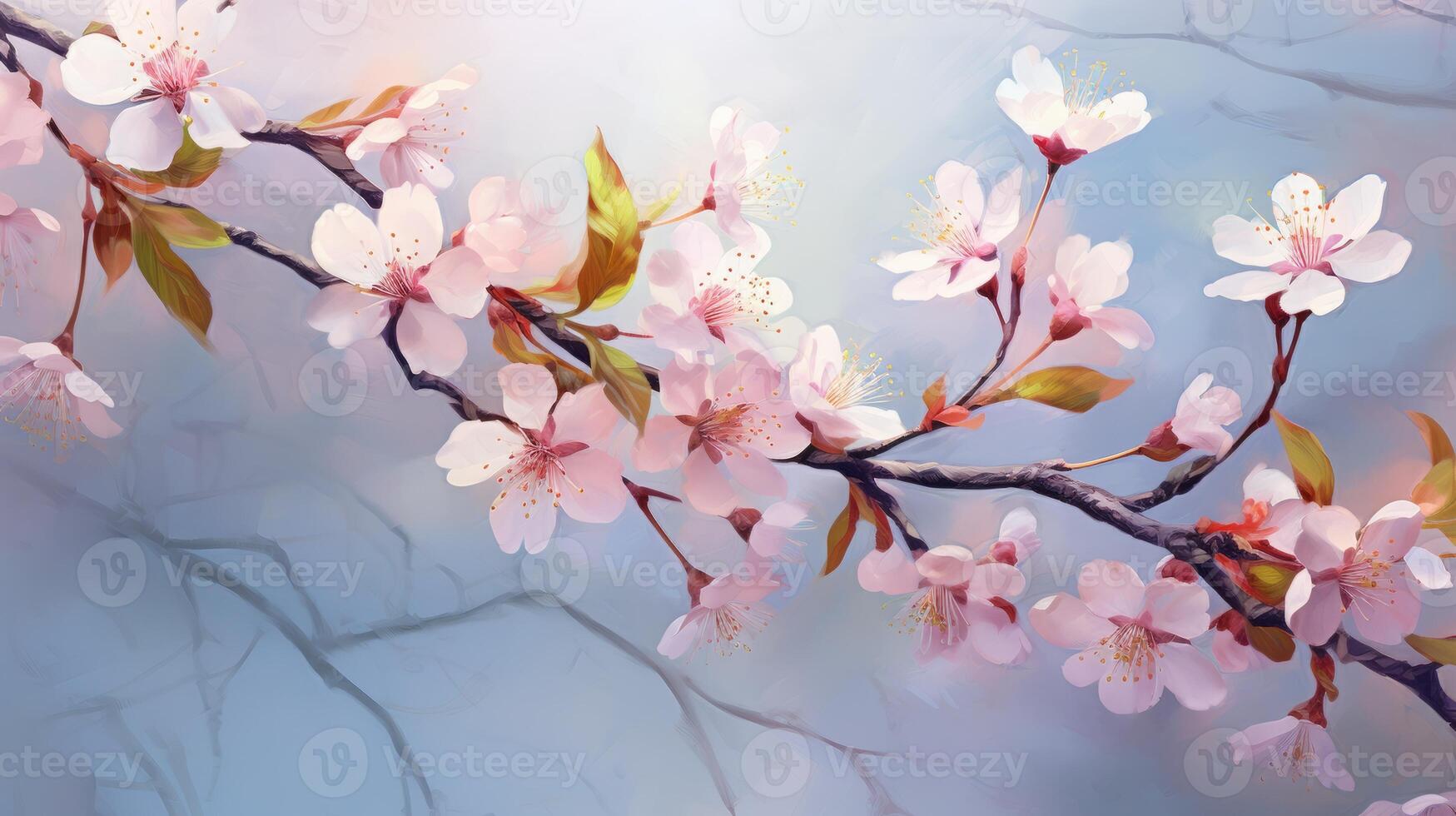 AI generated Dreamy Cherry Blossoms in Soft Light photo