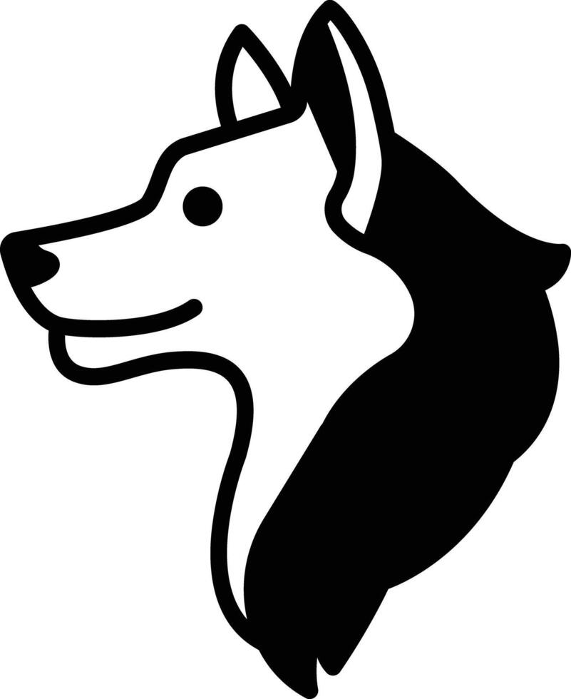 Wolf face glyph and line vector illustration