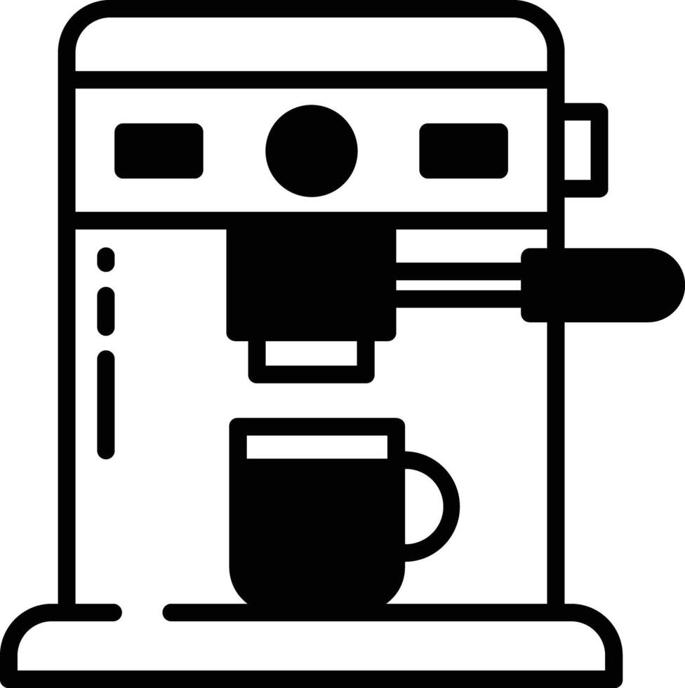 Coffee maker glyph and line vector illustrations