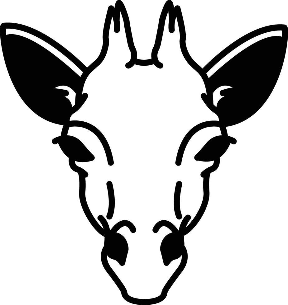 jirafa cara glifo y línea vector ilustración