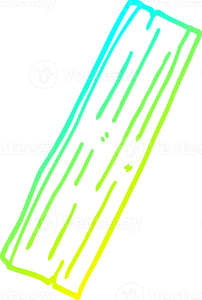 cold gradient line drawing of a cartoon plank of wood png