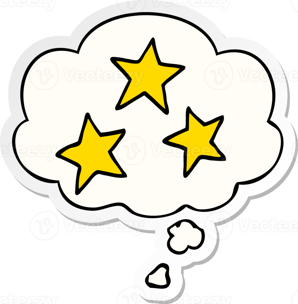 cartoon stars with thought bubble as a printed sticker png