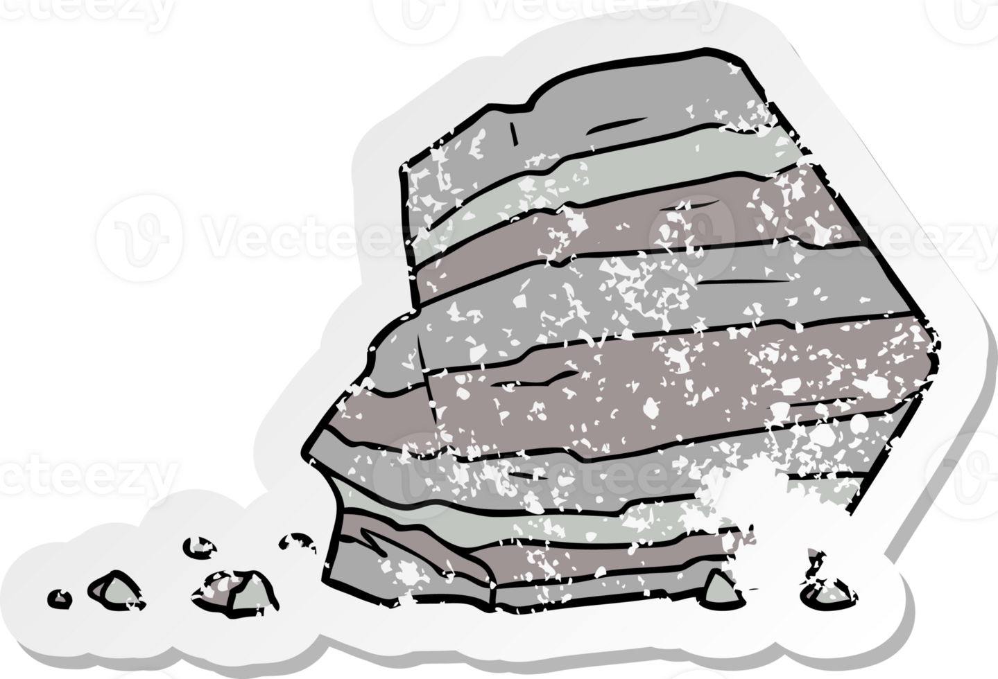 distressed sticker of a cartoon large rock png