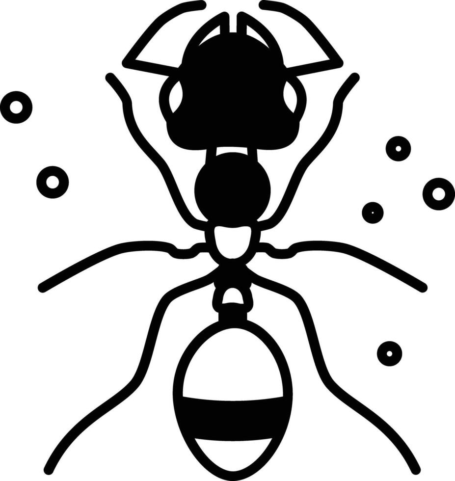 Ant glyph and line vector illustration