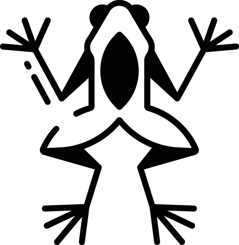 Frog glyph and line vector illustration