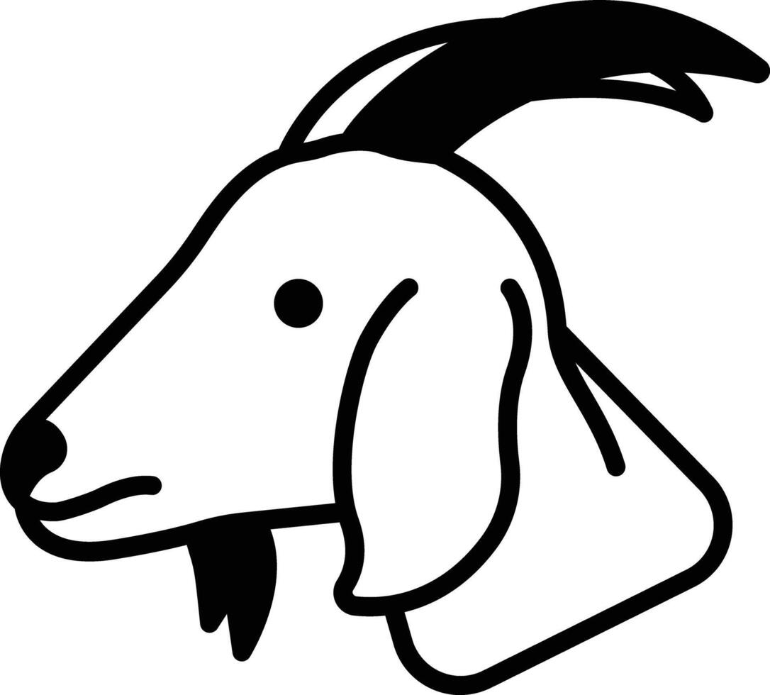 Goat face glyph and line vector illustration