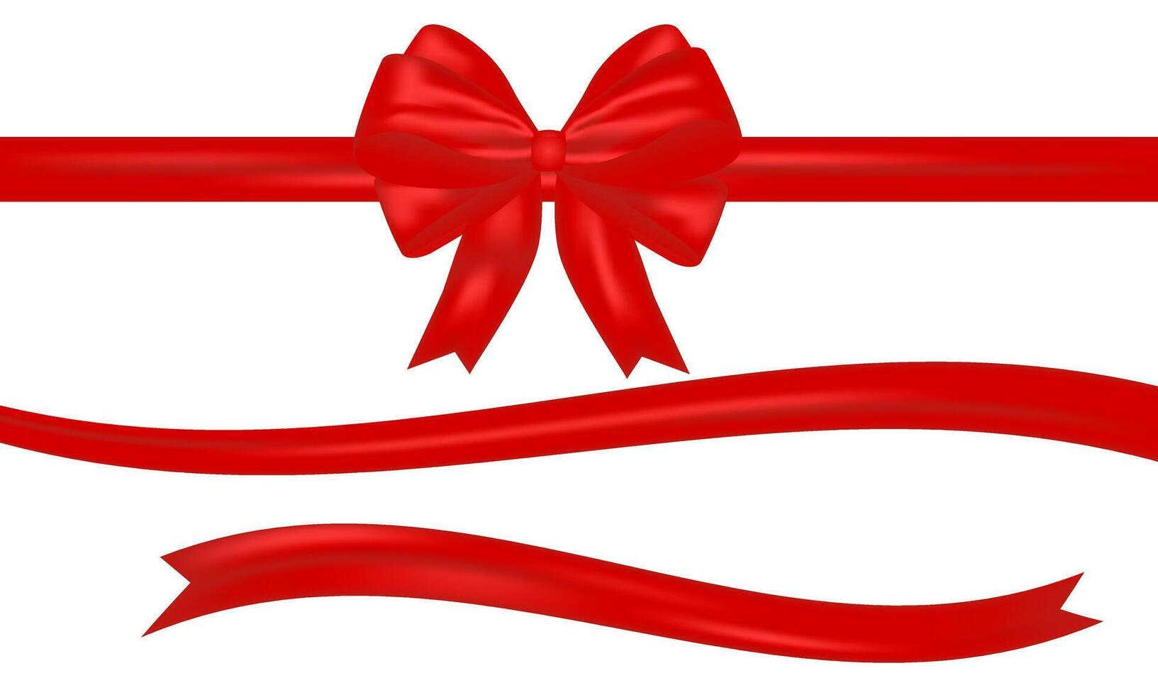 gift red bow with satin ribbons on a white background realism vector