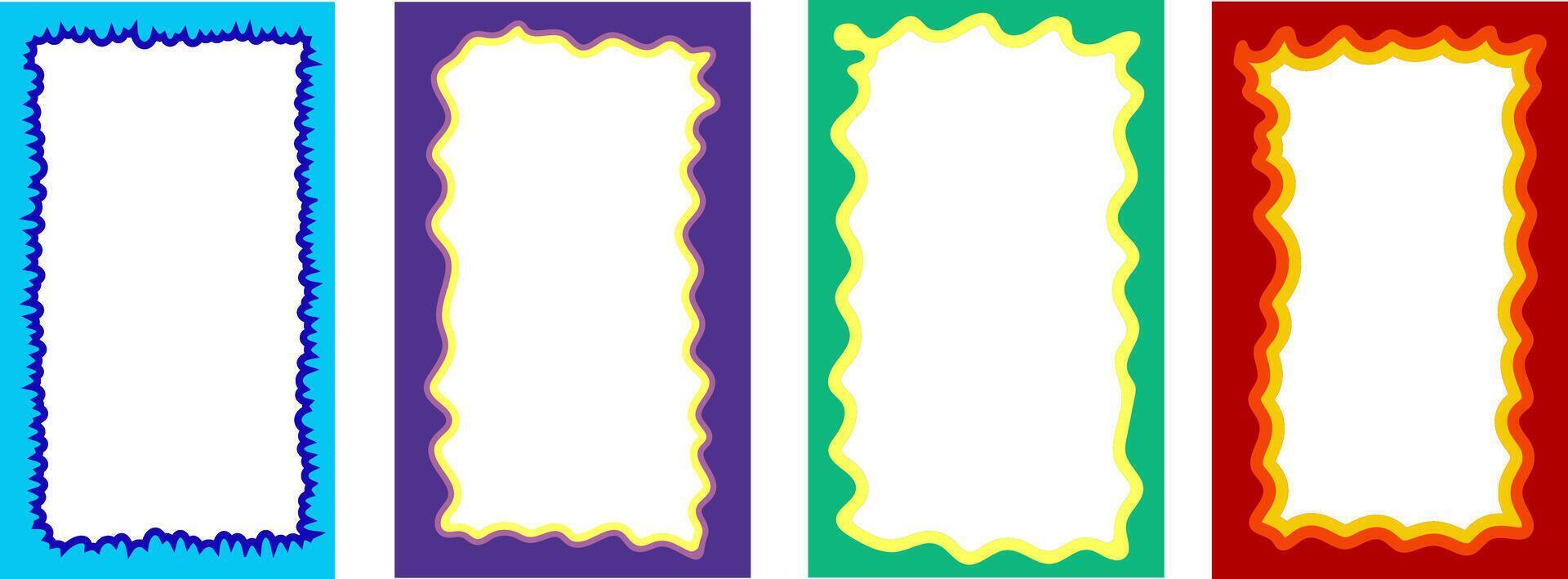 set of colorful text boxes with hand-drawn frames vector