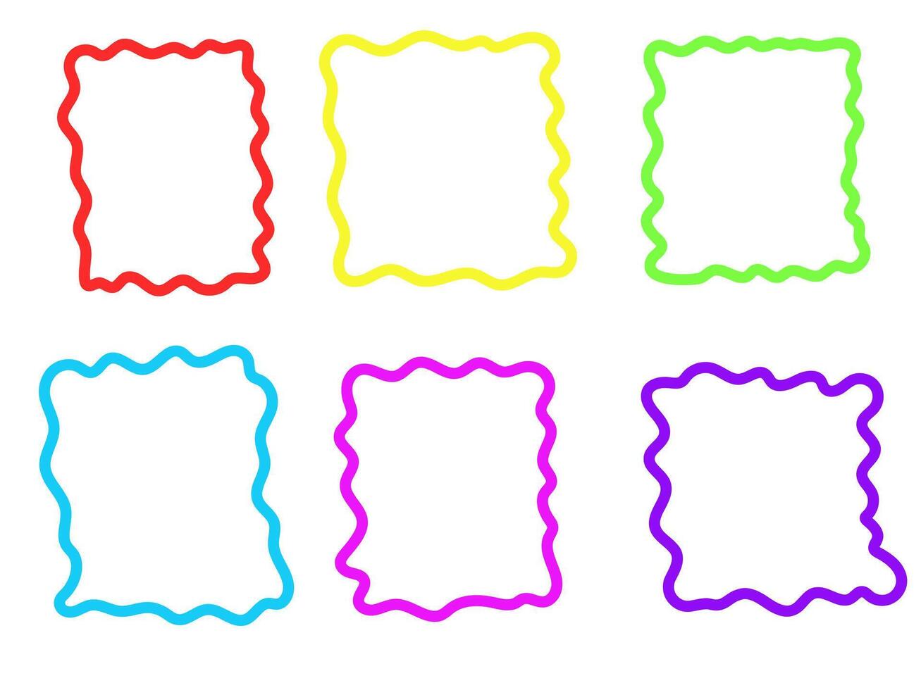 set of colorful text boxes with hand-drawn frames vector