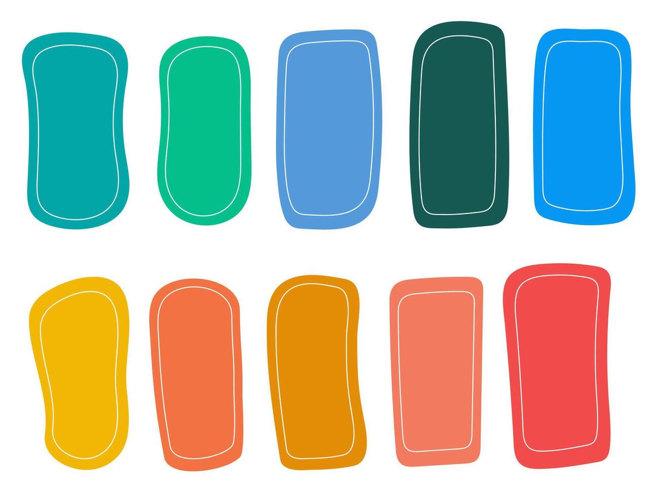 set of colorful text boxes with hand-drawn frames vector
