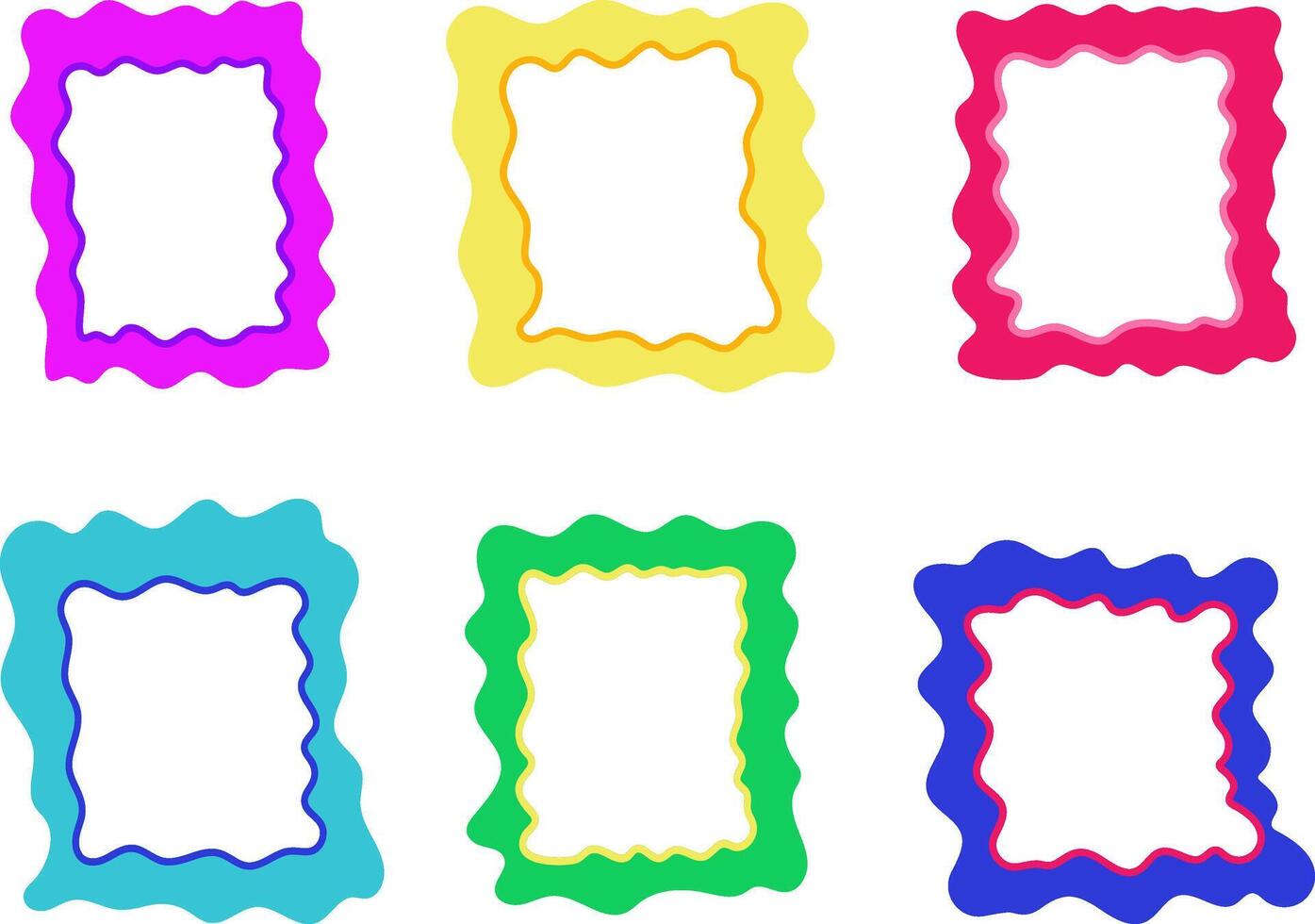 set of colorful text boxes with hand-drawn frames vector
