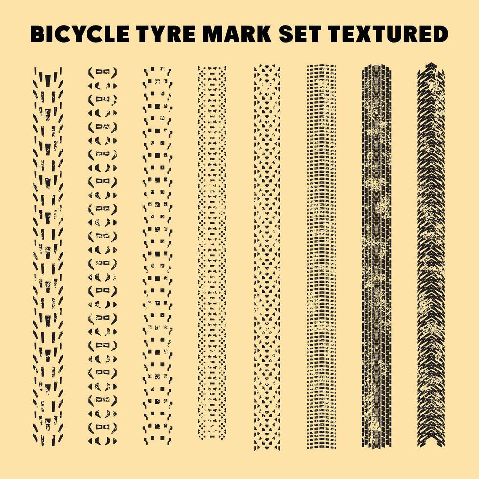 bicycle tyre marks pattern collection set vector
