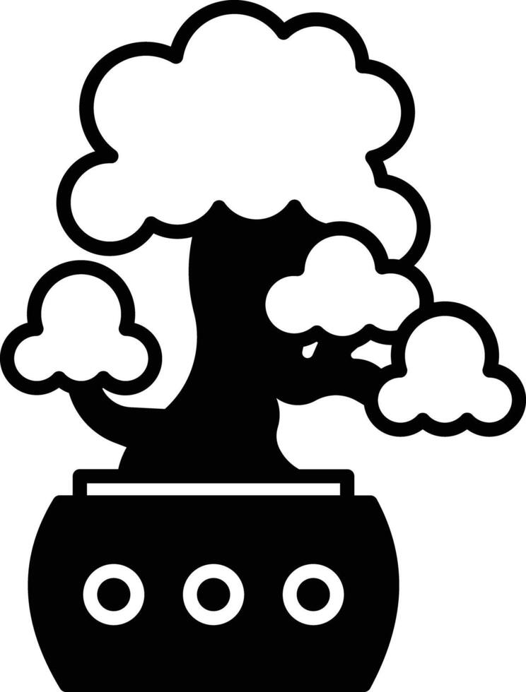 Bonsai glyph and line vector illustration