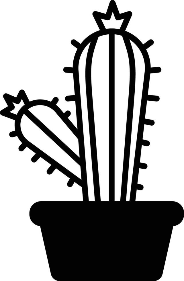 Cactus plant glyph and line vector illustration