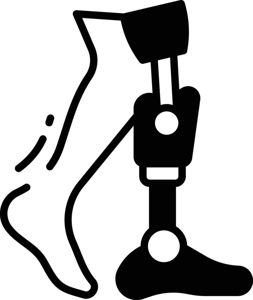 Bionic leg glyph and line vector illustration