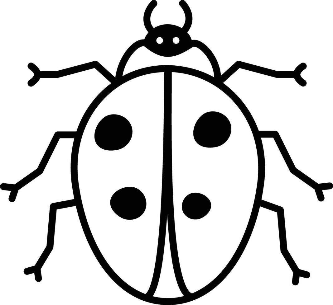 Ladybug glyph and line vector illustration