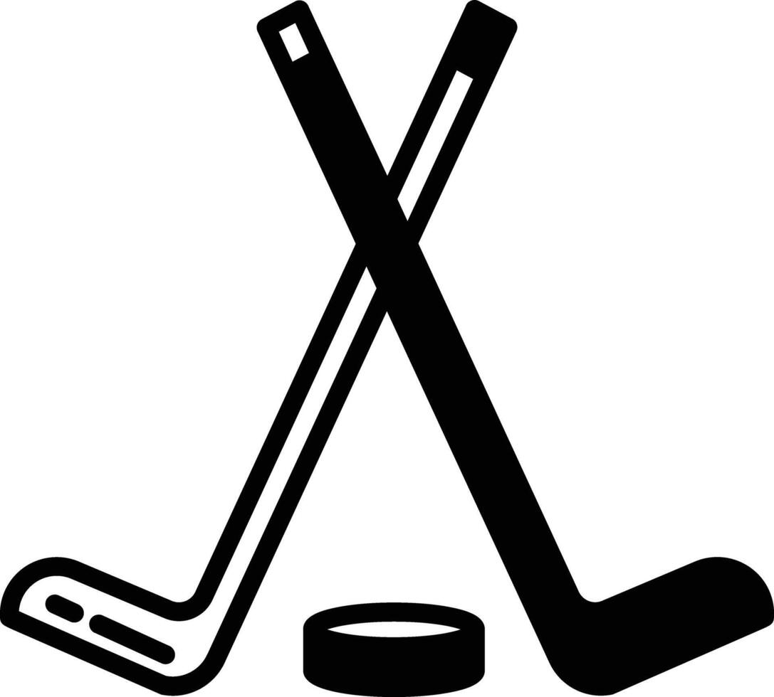 Ice Hokey glyph and line vector illustration