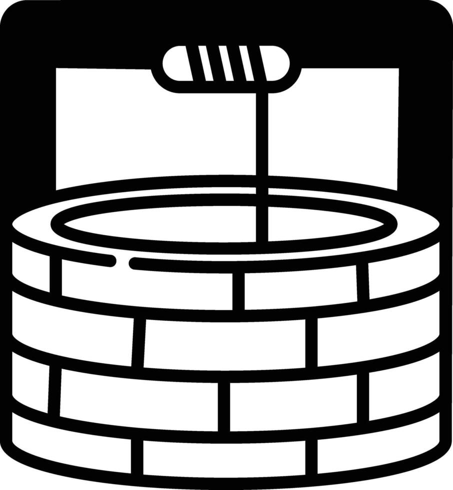 Water well glyph and line vector illustration