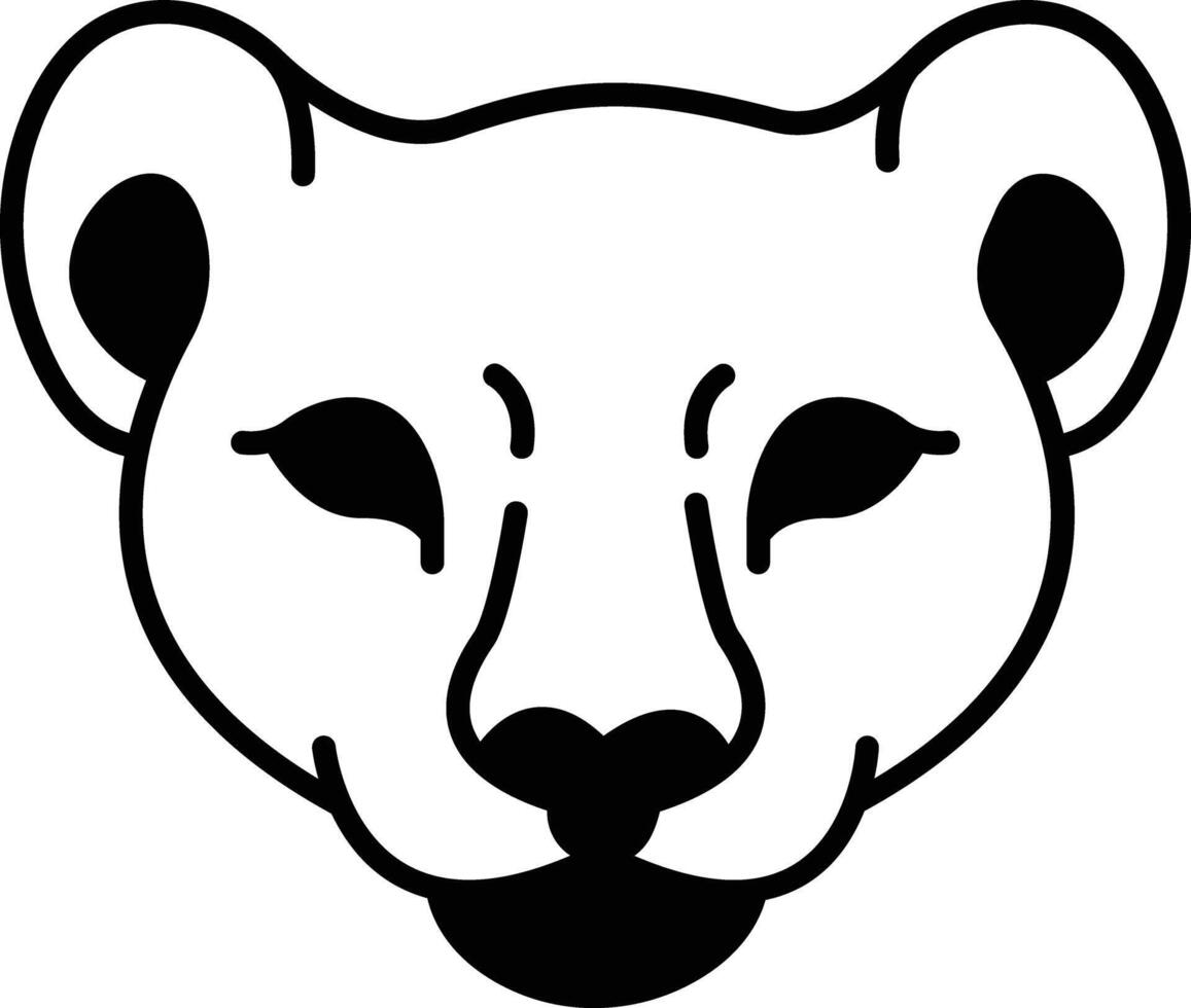 Lion face glyph and line vector illustration