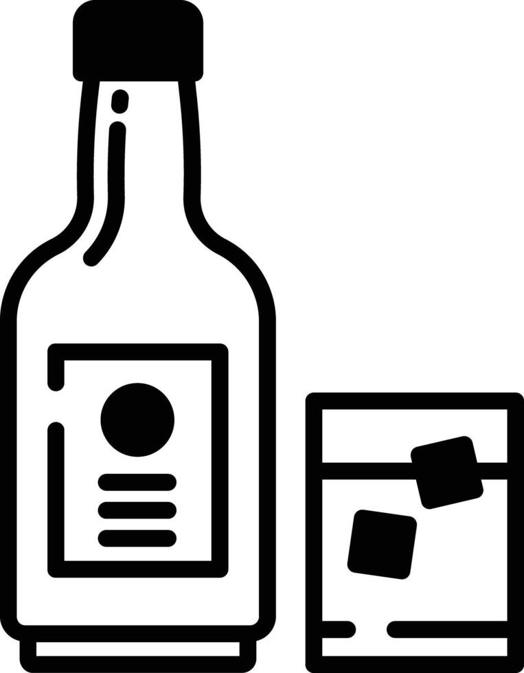 Brandy Glass and Bottle glyph and line vector illustration