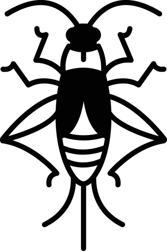 Cricket bug glyph and line vector illustration