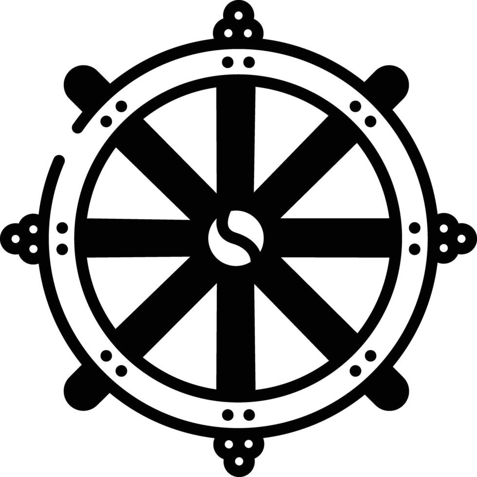 Dharma Wheel glyph and line vector illustration