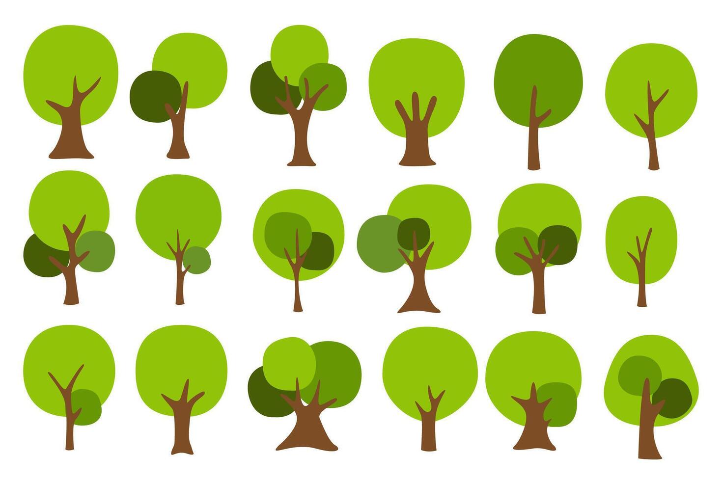 Collection of trees. tree set isolated on white background. vector illustration.