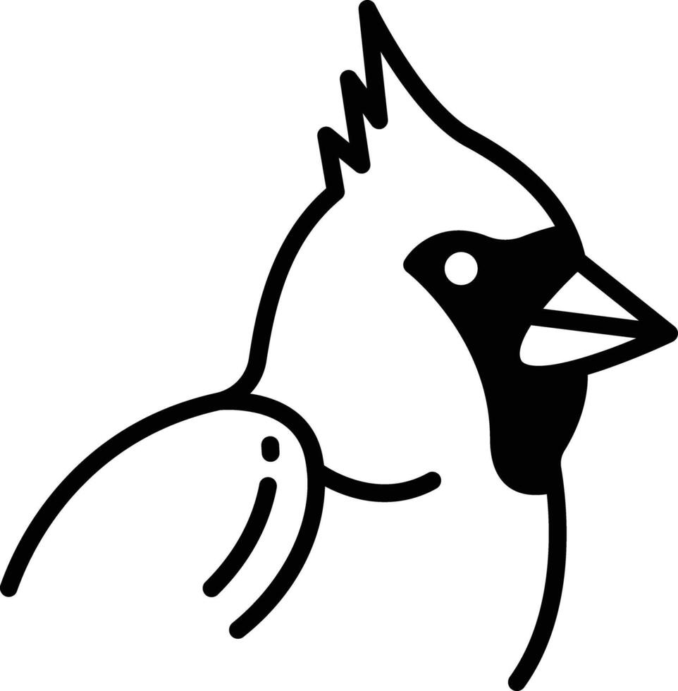 cardenal pájaro glifo y línea vector ilustración