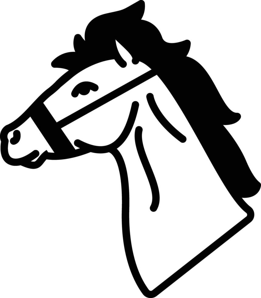 Horse face glyph and line vector illustration