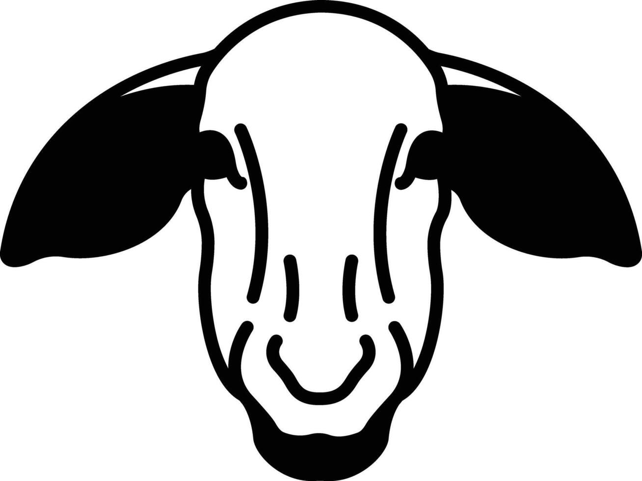 Sheep face glyph and line vector illustration