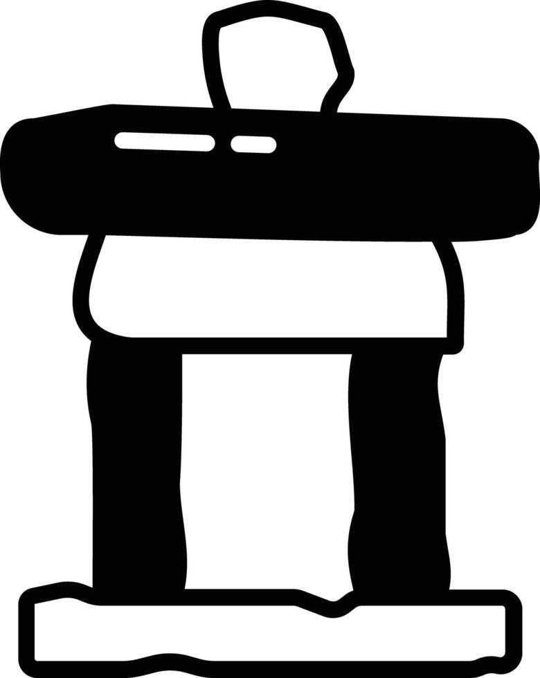 Inukshuk glyph and line vector illustration