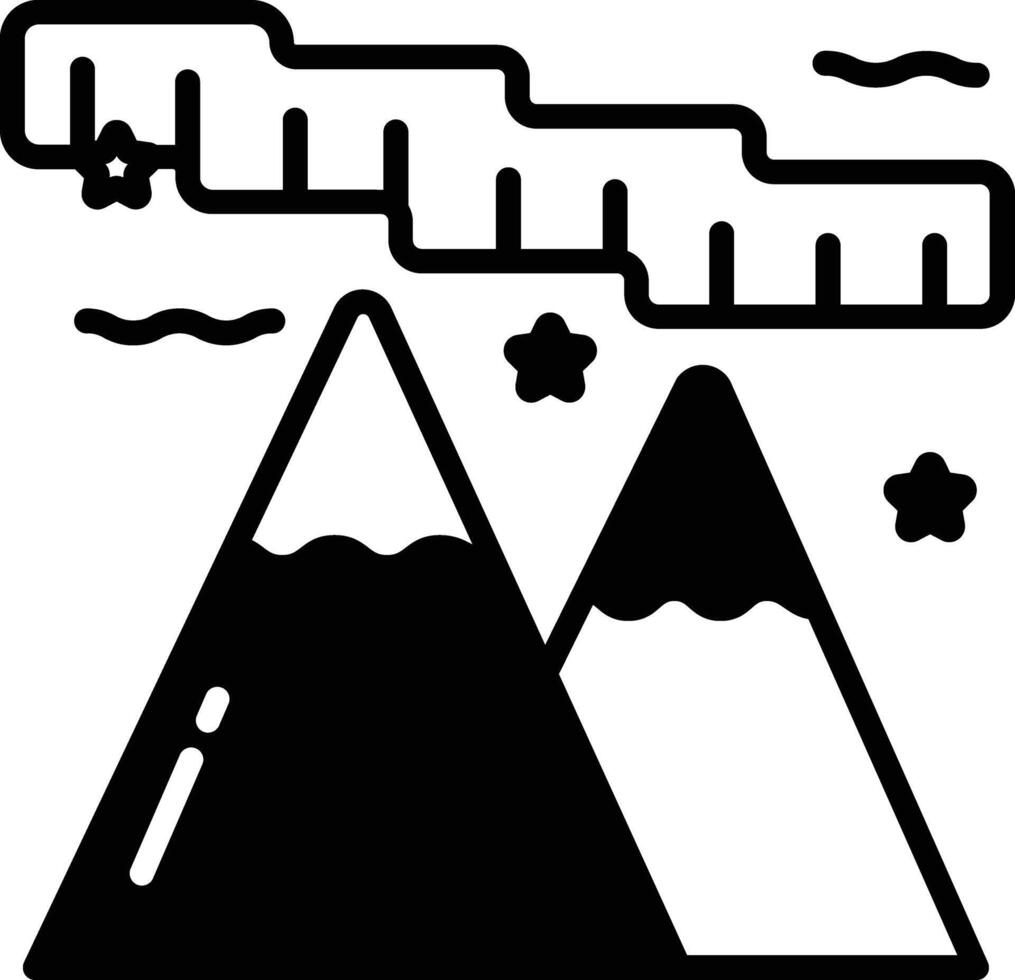 Northern Light glyph and line vector illustration